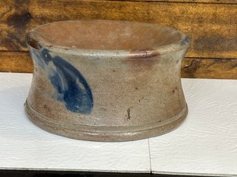 Stoneware With Cobalt Fern Decoration Spittoon Circa 1875 Concave Wall Tooled Foot And Carved Circle Opening