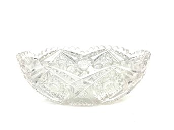 Antique American Brilliant Period Cut Glass Bowl Spectacular Sparkle 3' X 7.75'