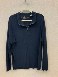 Men's Tommy Bahama Half Zip Sweater Navy Silk Blend Size Large No Stains Rips Or Discoloration
