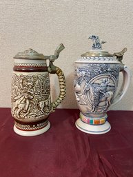 Beer Steins By Avon Cattle Drive/ Stagecoach And Winners Circle (2)