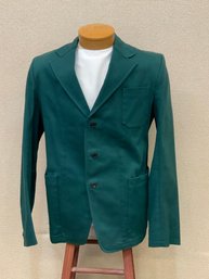 Men's Prada S.P.A. Lavoro Made In Italy 98 Cotone 2 Elastane Blazer Dark Green Italian Size 54R USA 44R