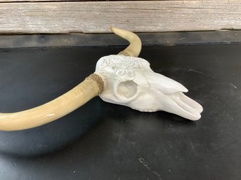 Carved Steer Skull 19' Horn To Horn 9' Forehead To Chin 9'