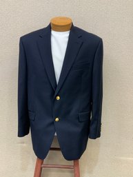Men's Ralph Lauren Blazer 100 Wool Navy Blue Size 44s No Stains Rips Or Discoloration