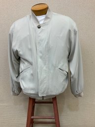 Poeta Moda Styled In Italy Tan Lightweight Silk Bomber Jacket 100 Silk Lining 100 Nylon Shell Size Medium