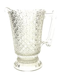 Diamond Cut EAPG Large Footed Glass Pitcher 8.5' X 5'