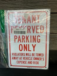 Small Tenant Parking Only Tin Sign 7' X 10'