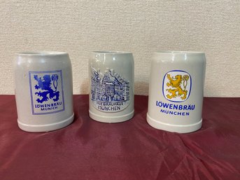 Munchen Germany Beer Mugs Half Liter Stoneware Vintage Mugs (3)