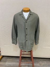 Men's Tommy Bahama 4 Button Shirt Jacket 55 Silk 45 Linen Size Medium Non-Fused Lapel, Hand Sewn Buttons