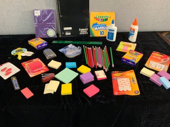 Mixed Lot Of School Supplies Note Book Crayons Ruler Glue Post It Notes And More 22 Pieces