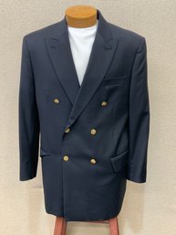 Men's Jos. A. Bank Blazer 100 Wool Navy Blue Size 43R No Stains Rips Or Discoloration