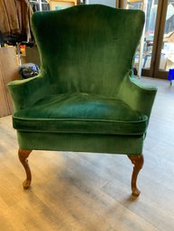 Queen Anne Velvet Wingback Chair 20' To Seat 24' Arm To Arm 43' Tall