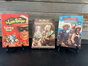 3 Coloring Books Vintage Roy Rogers Dale Evans Lone Ranger