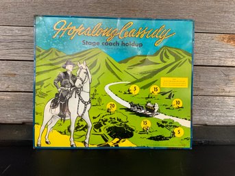 Hopalong Cassidy Double Sided Game Board Aluminum Vintage Target Pratice And Stage Coach Hold Up 17 X 14