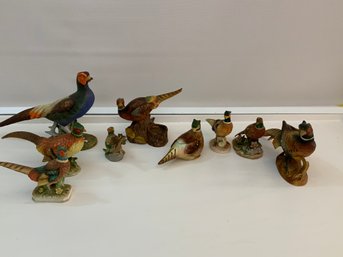 Lot Of Pheasant Figurines 9 Pieces