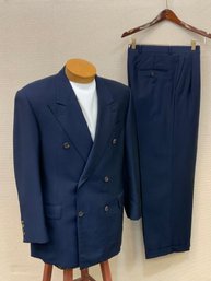 Men's Hickey Freeman Suit Navy Blue 60 Wool 40 Mohair Made In USA Customized Made In USA Jacket 40R