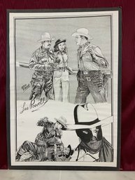 Original Comic Art Lithograph Of Lee Powell By Mario Demarco 16.5' X 11.5'