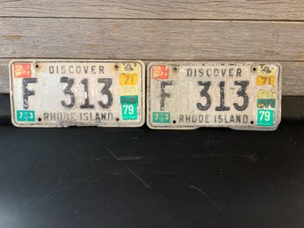 Pair Of Discover RI License Plates F 313