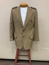 Men's Yves Saint Laurent Sport Coat Rive Gauche 99 Wool 1 Cashmere Leather Covered Buttons Italian Size 52R