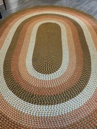 Large Oval Braided Rug In Oranges, Browns, Greens 32' X 96' Low Wear Excellent Condition