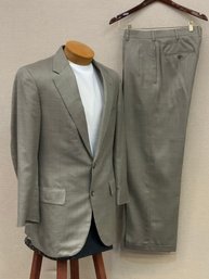 Men's Brooks Brothers Suit Taupe Check Custom Made No Size Listed Likely 44R Pants 34X30 No Stains Rips