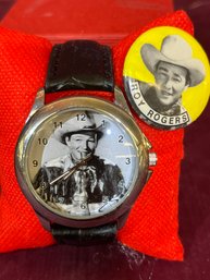 Roy Rogers Wrist Watch And Pin Leather Banded Watch