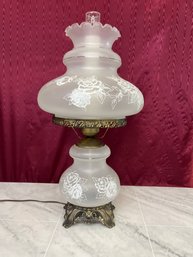 HUGE Hurricane Gone With The Wind 3 Way Lamp With Frosted Glass 28' Tall 14' Diameter
