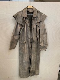 Men's Leather Duster Trench Coat Heavy Leather 46-48 Regular