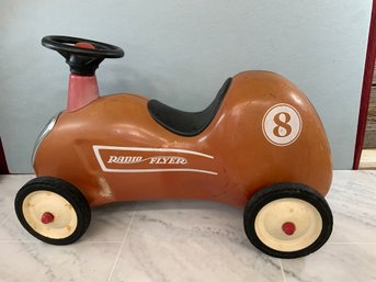 Vintage Radio Flyer Roadster Metal Push Race Car Number 8 Working Rubber Horn 10' To Seat 25' Long