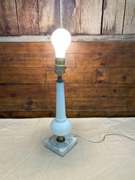 Milk Glass Boudoir Lamp With Marble Base 13' Tall