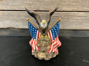 The San Francisco Music Box Company Eagle With American Flag Music Box Plays America The Beautiful 6 X 4