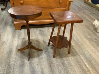 2 Small Wooden Plant Stands 20 1/2' X 12' And 19' 9 1/2'