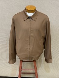 Men's Ermenegildo Zegna Zippered Jacket 100 Wool Made In Italy Brown Size M/50 No Stains Rips Or Discoloration