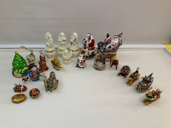 Lot Of Christmas Trinket Boxes Some By Perry Borelli Avon And Lennox 24 Pieces