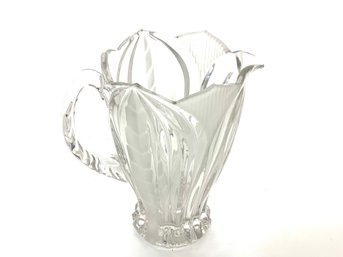 Nouveau Frosted Swirl Crystal Pitcher Tulip Shaped 9' X 5'
