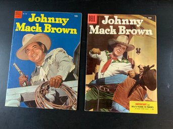 2 Dell Comics Johnny Mack Brown No. 584 1954 & No. 645 1955