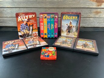 Vintage Mixed Media Lot Gene Autry Roy Rogers Dvds VHS And Super 8