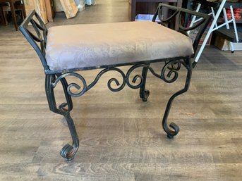 Wrought Iron Vanity Bench With Upholstered Seat 23' X 25' X 16'