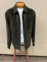 Men's AL Andre Lanzino Sweater Jacket Chenille With Lining In Brown/ Taupe Size Medium No Stains Rips