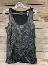 Vegan Leather Tank With Fabric Back By Cynthia Rowley Size Medium