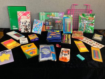 Mixed Lot Of School Supplies Art Supply Kit Locker Shelf Stickers Pens Note Books Post It Notes 25 Pieces