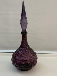 Rare Dark Purple Hobnail Bubble Glass Genie Bottle With Stopper 17'