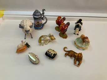 Lot Of Trinket Boxes Animal Themed 11 Pieces