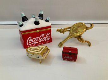 Lot Of Trinket Boxes Coca Cola And Music Themed 4 Pieces