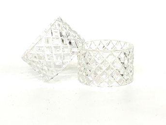 Webb Corbett English Crystal Napkin Rings Diamond Cut