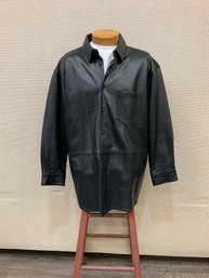 Men's Ralph Lauren Leather Coat Size XXL No Stains Rips Or Discoloration