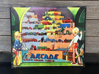 Arcade Cast Iron Toys Embossed Metal Sign 14' X 12'