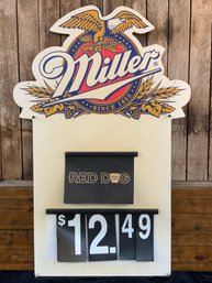 Miller Store/bar Price/advertising Sign With Adjustable Name And Price Tags 46' Tall 36.5' Wide