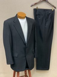 Men's Hickey Freeman Ing Loro Piana & Co Italy Tasmanian Super 120s Suit 100 Wool Dark Charcoal