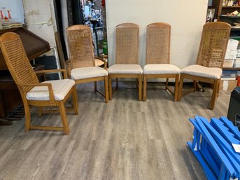 5 Cane Back Dining Room Chairs (2 With Arms And 3 Without)
