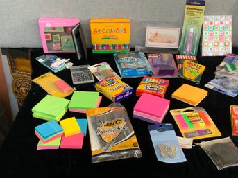 Mixed Back To School Supplies Post It Notes Stapler Pens Calculators Crayons Pad Lock And More 43 Pieces